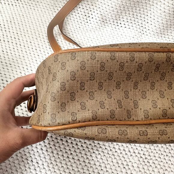 Gucci Vintage 70s Era Micro GG Monogram Crossbody Tan Canvas PVC Crossbody Bag - Picture 16 of 16